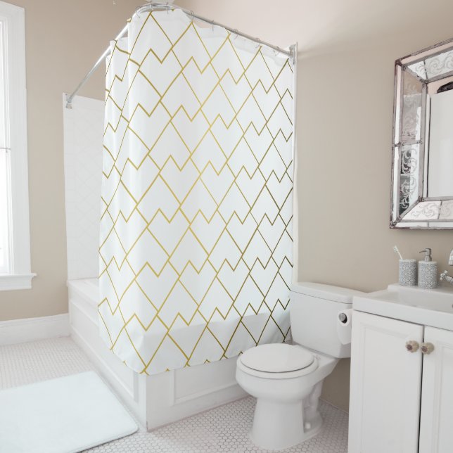 Trendy Chic Geometric Golden Tiles Pattern Dusche Duschvorhang (Beispiel)