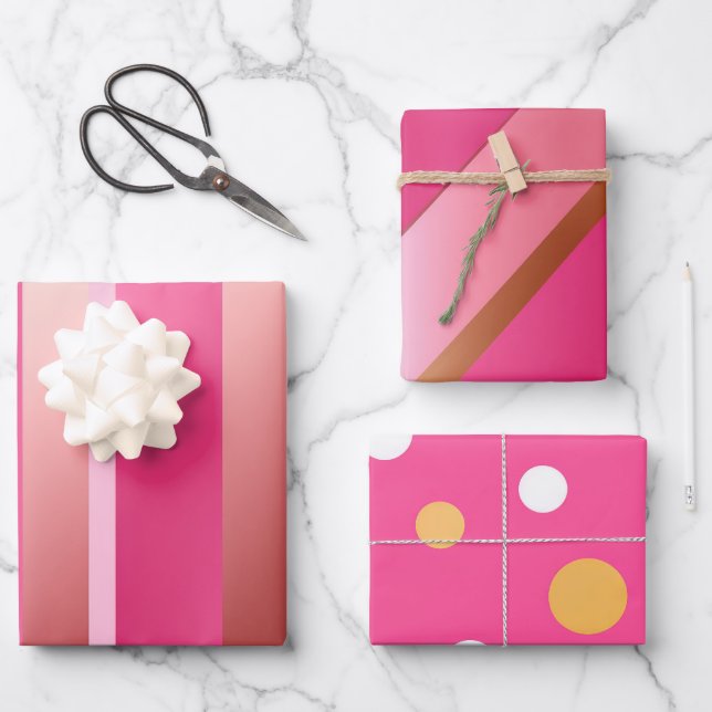 Trendy Chic Gold und Blush Pink Geschenkpapier Set (Vorderseite)