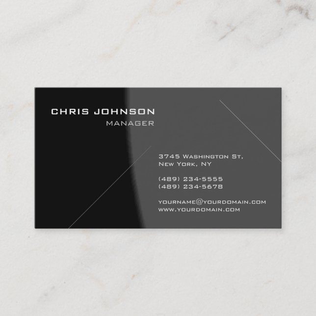 Trendy Chic Gray Charming Manager Business Card Visitenkarte (Vorderseite)