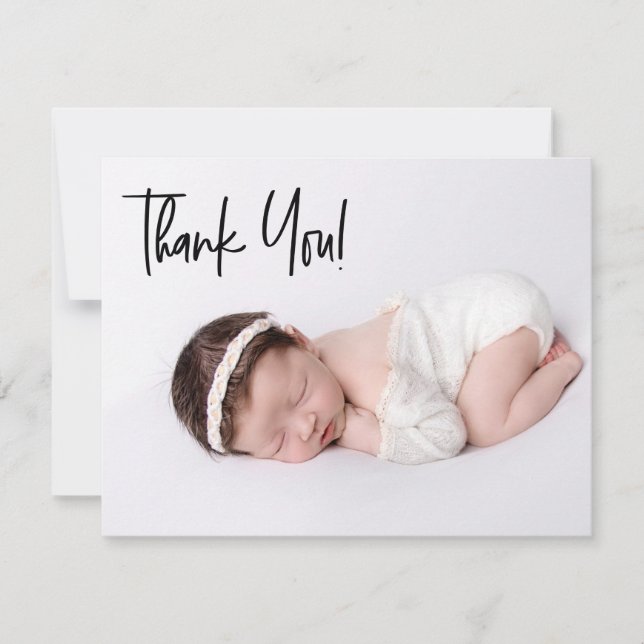 Trendy Chic Handlettering Baby Girl Foto Birth (Vorderseite)