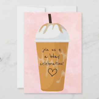 Trendy Chic Iced Coffee Pink Birthday Party Einladung