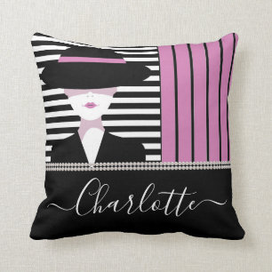 Trendy chic lady mit Hutschenkissen Kissen