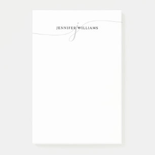 Trendy Chic Minimalistisch Black Gray Script Monog Post-it Klebezettel