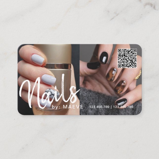 Trendy chic modern QR-Code Nägel Foto Visitenkarte (Vorderseite)