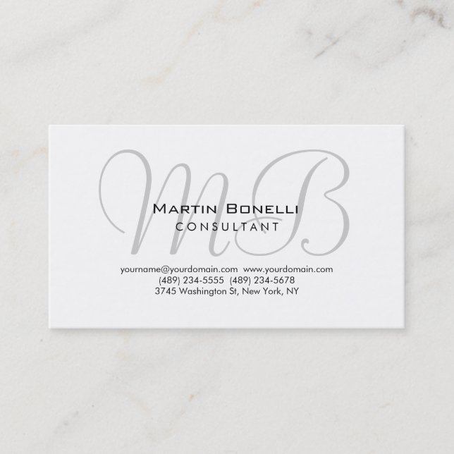 Trendy Chic Monogram Consultant Business Card Visitenkarte (Vorderseite)