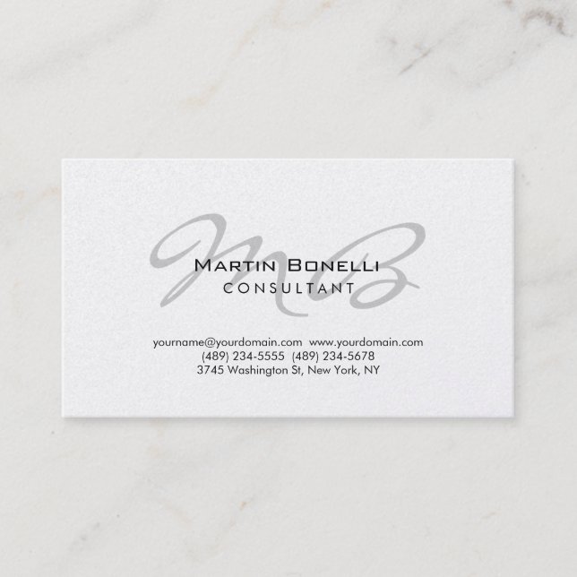 Trendy Chic Monogram Consultant Business Card Visitenkarte (Vorderseite)