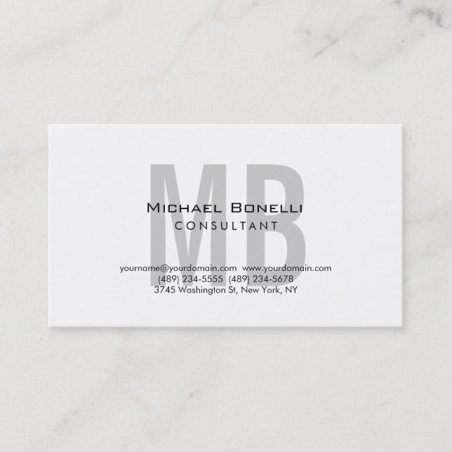 Trendy Chic Monogram Consultant Business Card Visitenkarte (Vorderseite)