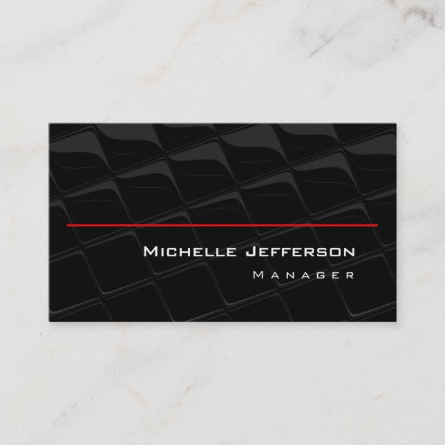 Trendy Chic Muster Grau Schwarz Red Business Card Visitenkarte (Vorderseite)