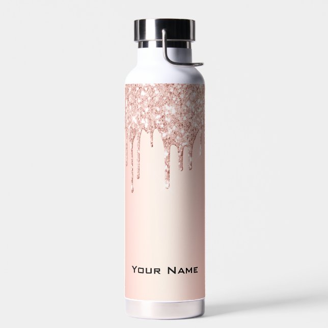 Trendy Chic Niedlich Rose Gold Individuelle Name Trinkflasche (Links)