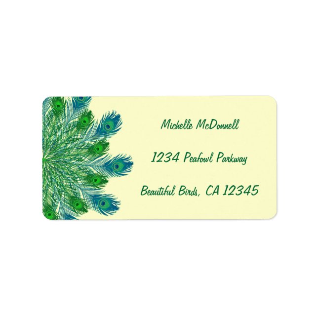 Trendy Chic Peacock Feathers Adressaufkleber (Vorne)