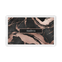 Trendy Chic Personalisiert Black Rose Gold Marmor