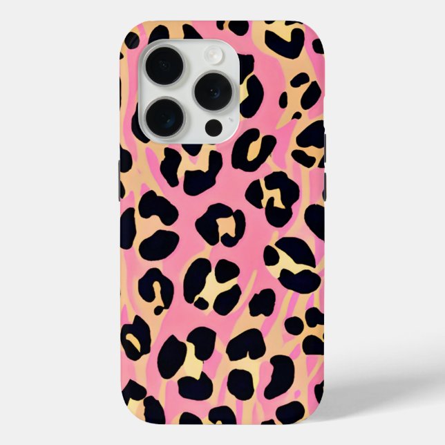 Trendy Chic Pink Peach Leopard Animal Print Case-Mate iPhone Hülle (Rückseite)