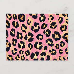Trendy Chic Pink Peach Leopard Animal Print Feiertagspostkarte