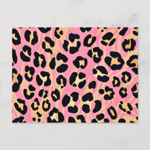 Trendy Chic Pink Peach Leopard Animal Print Postkarte