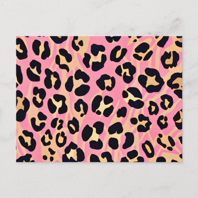 Trendy Chic Pink Peach Leopard Animal Print Postkarte (Vorderseite)