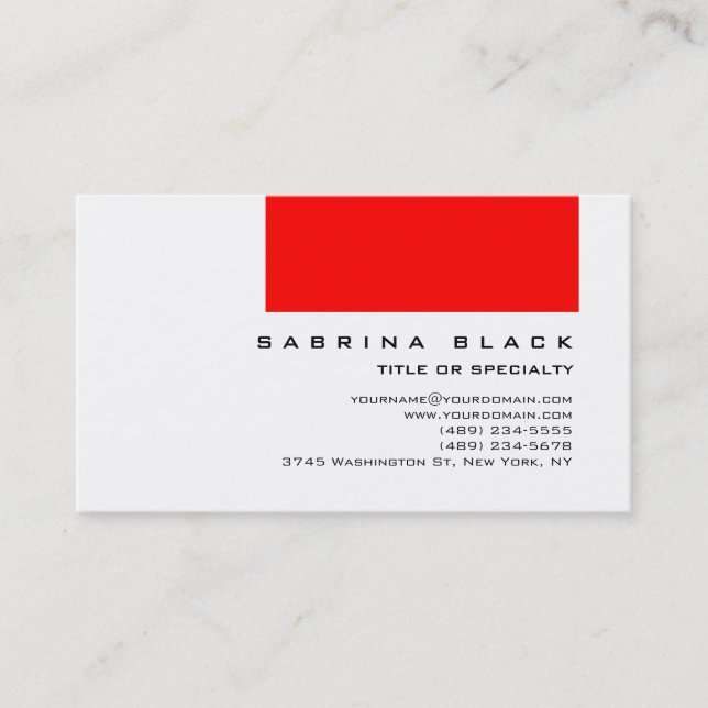 Trendy Chic Red White Consultant Business Card Visitenkarte (Vorderseite)