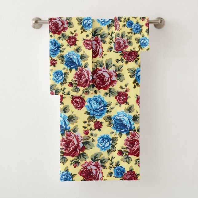 Trendy Chic Stylish Floral Vintage  Badhandtuch Set (Insitu)