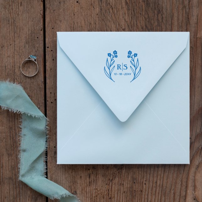 Trendy Chic Wedding Wildblumen Initials Monogram Gummistempel (Von Creator hochgeladen)