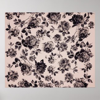 Trendy Chic White & Black Vintag Elegante Poster