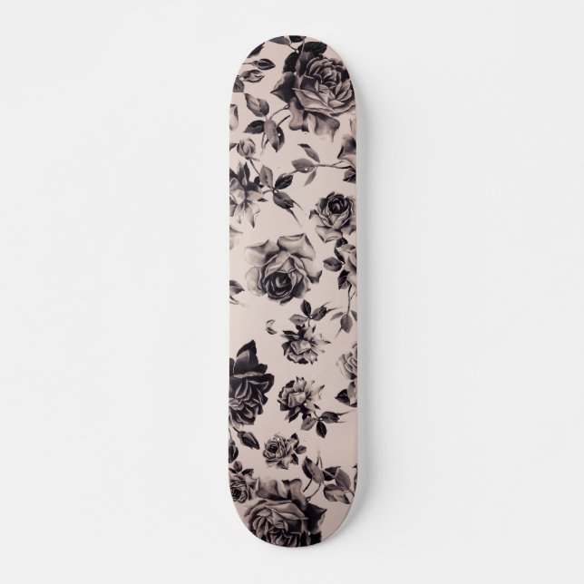Trendy Chic White & Black Vintag Elegante Skateboard (Vorne)