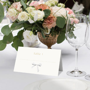 Trendy Chic White Ribbon Knot Off White Wedding Platzkarte