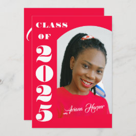 Trendy Chic White Script Pink Graduation Party Einladung