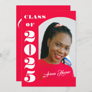 Trendy Chic White Script Pink Graduation Party Einladung