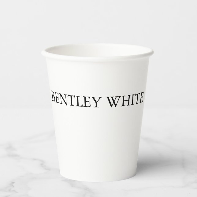 Trendy Chic White stilvoll Einfach Schlicht Ihren  Pappbecher (Vorderseite)