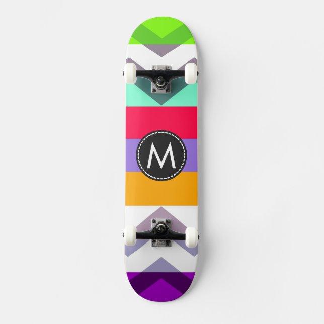 Trendy Chic Zickzack Stripes Muster #8 Skateboard (Vorderseite)