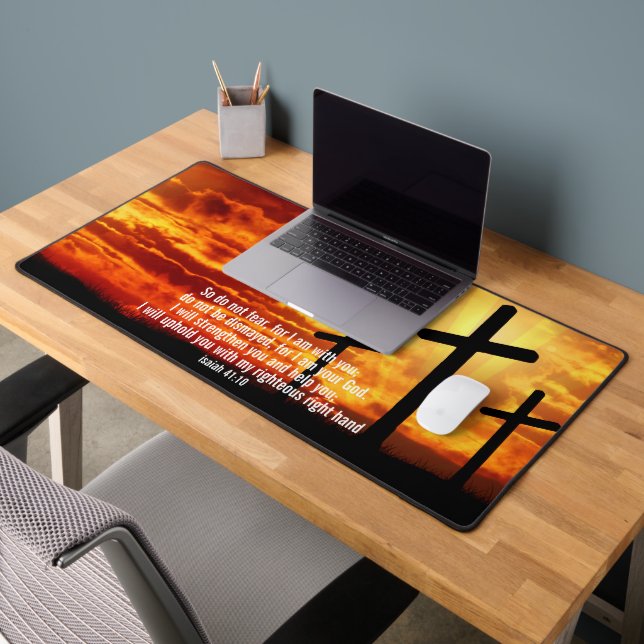 TRENDY CHRISTLICH BIBLE VERSE SUNSET CROSS SCHREIBTISCHUNTERLAGE (Büro 2)