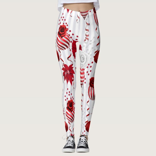 Trendy Christmas Balls und Poinsettia Leggings (Vorderseite)