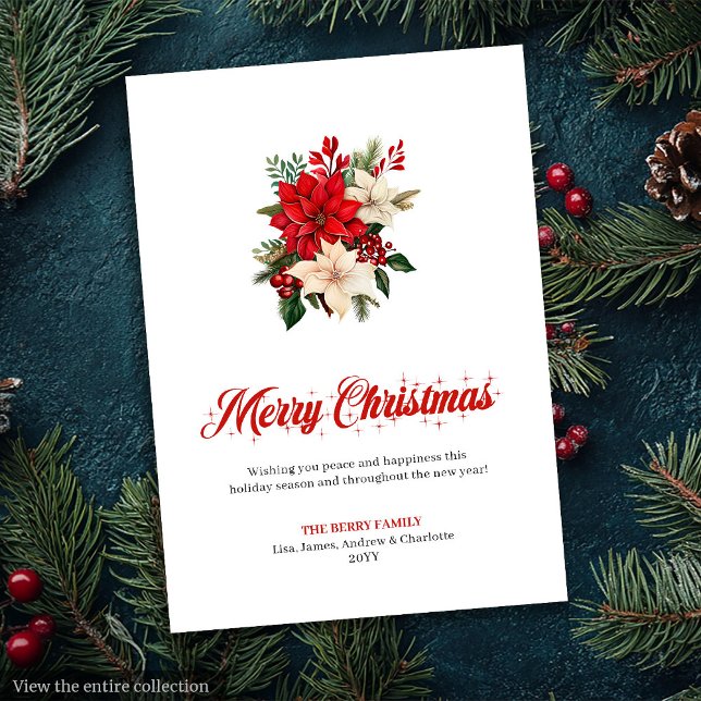 Trendy Christmas Flowers Printable Greeting Card Feiertagskarte (Trendy Christmas Flowers Printable Greeting Card

)
