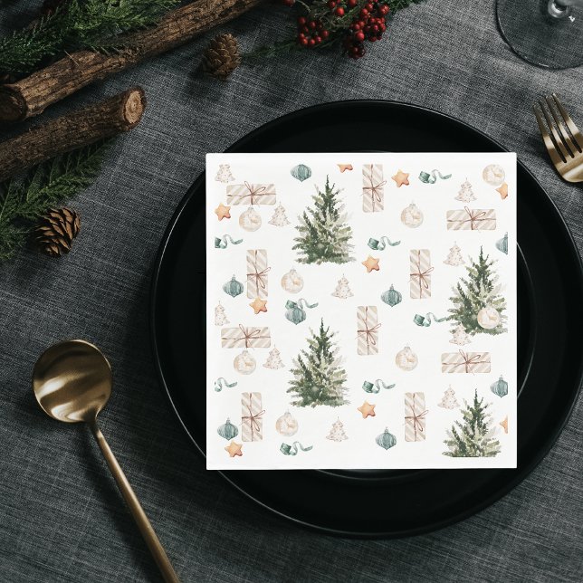 Trendy Christmas Pattern | Wasserfarbe Serviette (Von Creator hochgeladen)