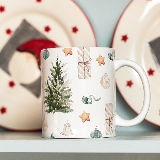 Trendy Christmas Pattern | Watercolor  Kaffeetasse (Von Creator hochgeladen)