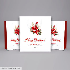 Trendy Christmas Poinsettia Script Font Gift Bags Mittlere Geschenktüte
