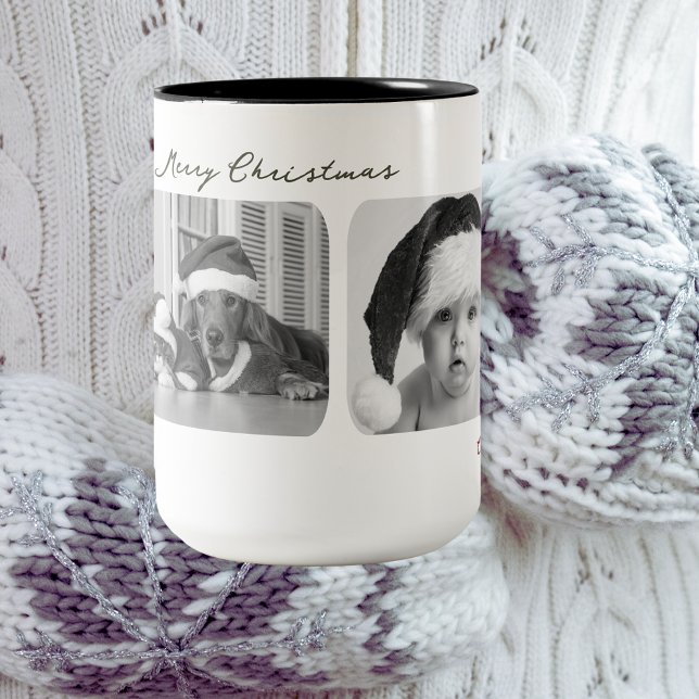 Trendy Christmas Tasse | Angepasstes Triple-Foto M (Von Creator hochgeladen)