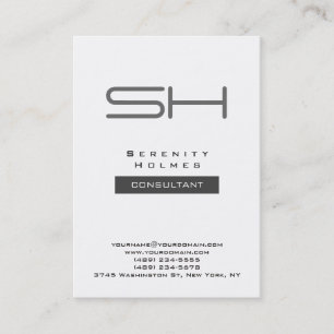Trendy Chubby White Gray Modern Monogram Visitenkarte