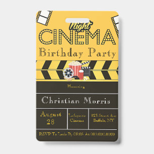 Trendy Cinema jedes Alter Geburtstagsparty Ausweis