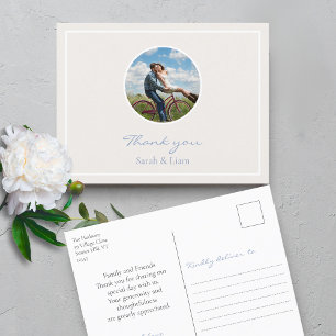 Trendy Circle Couple Foto Wedding Vielen Dank Postkarte