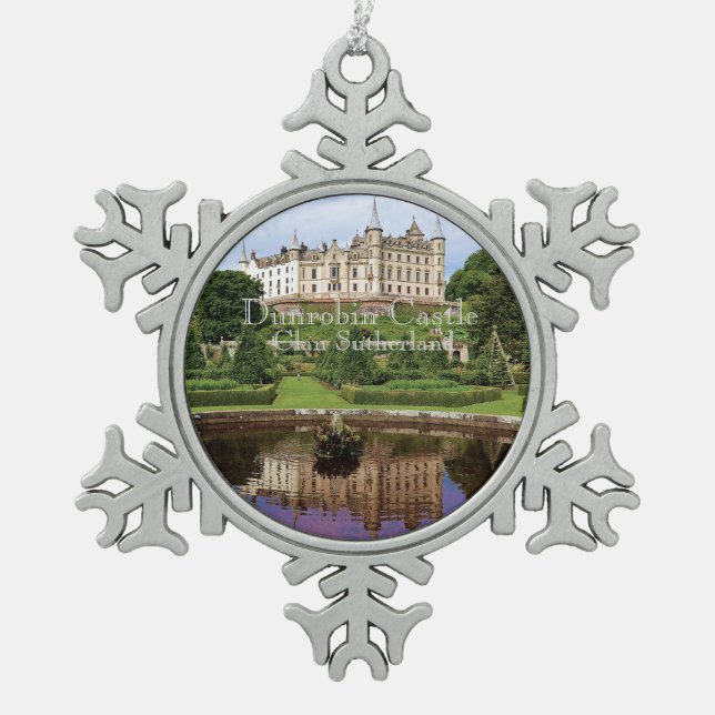 Trendy Clan Sutherland Scottish Castle Foto Schneeflocken Zinn-Ornament (Vorderseite)