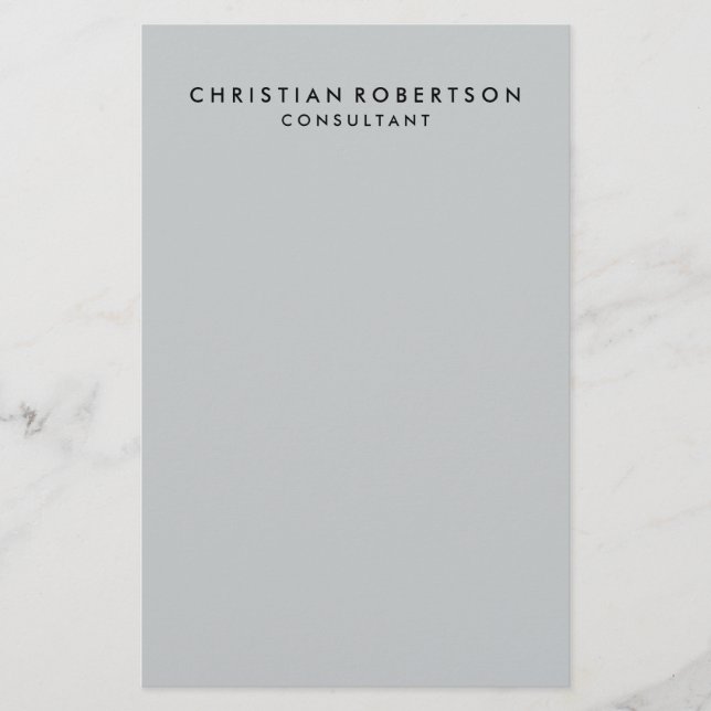 Trendy Clean Simple Gray Consultant Business Briefpapier (Vorderseite)