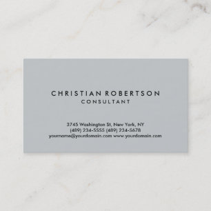 Trendy Clean Simple Gray Consultant Business Card Visitenkarte