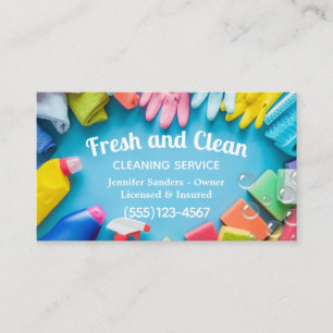 Trendy Cleaning Supplies Housekeeping Service Visitenkarte