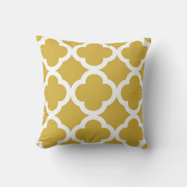Trendy Clover Pattern in Mustard und White Kissen