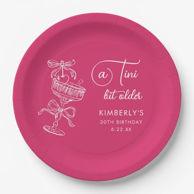 Trendy Cocktail Ein Tini Bisschen Älter 30. Geburt Pappteller (Vorderseite)