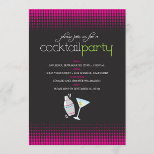 Trendy Cocktail-Party Einladung (fuschia)