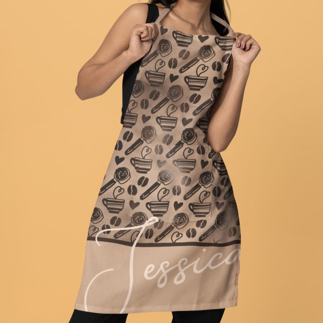 Trendy Coffee Lover Muster Personalisiert Name Apr Schürze (Von Creator hochgeladen)