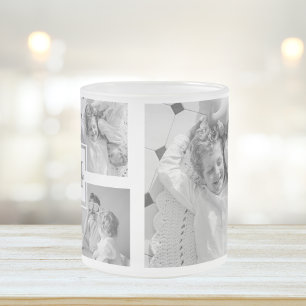 Trendy Collage Family Foto Black & White Initial Mattglastasse
