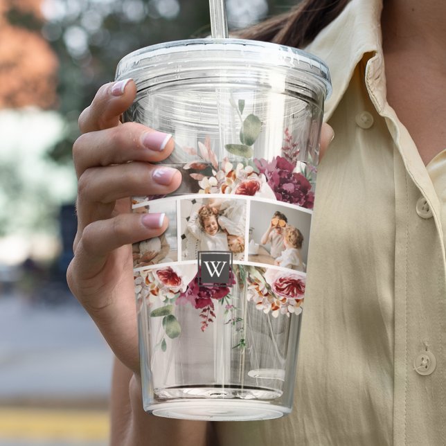 Trendy Collage Family Foto Farbige Blume Geschenk Acryltrinkbecher (Von Creator hochgeladen)