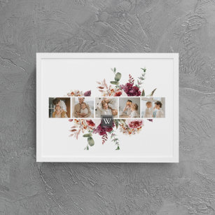 Trendy Collage Family Foto Farbige Blume Geschenk Leinwanddruck